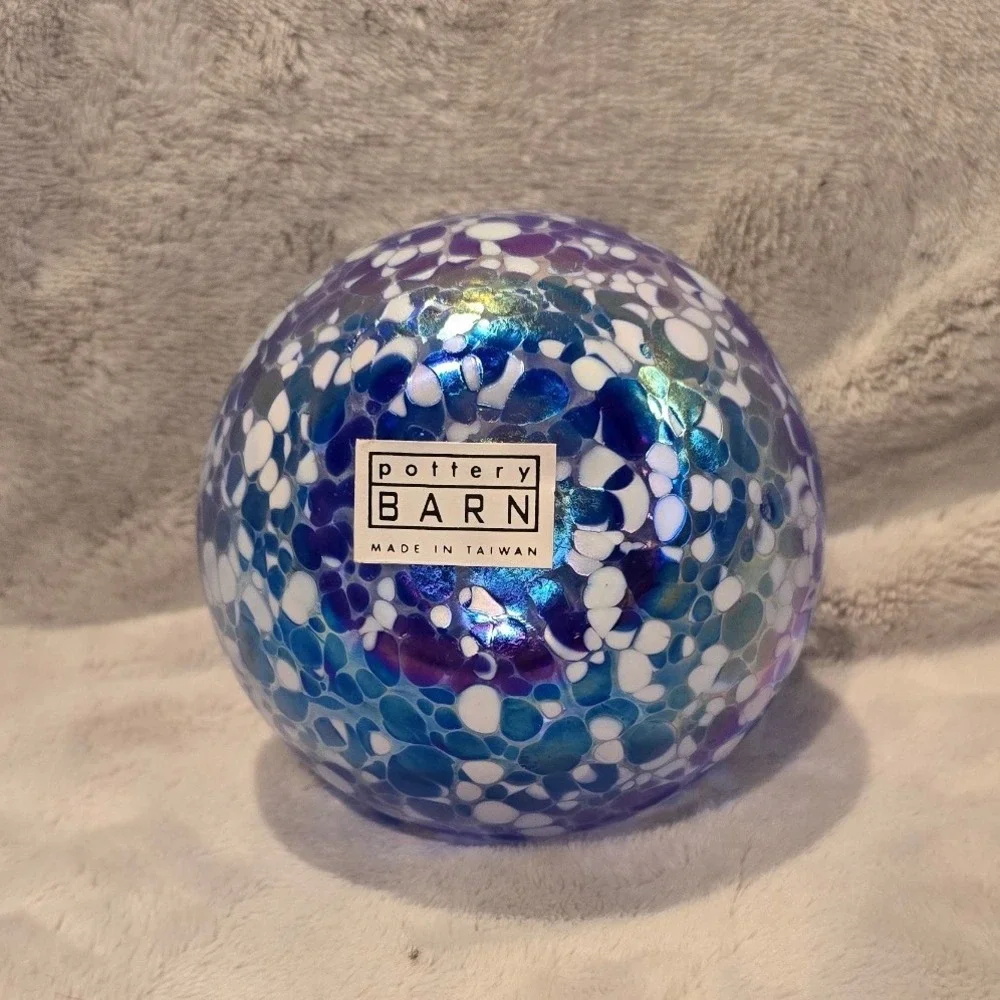 Pottery Barn Oil Lamp Blue and Purple Iridescent Paint Swirl Design - No Wick